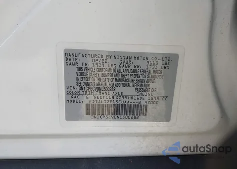 2022 Nissan Kicks Sv from USA, damaged, VIN 3N1CP5CV0NL500282